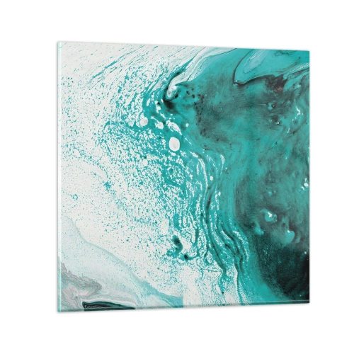 Schilderen op glas - Versmelten in wit en turkoois - 30x30 cm
