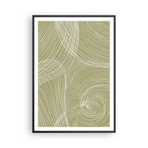 Poster in een zwarte lijst - Ingewikkelde abstractie in wit - 70x100 cm