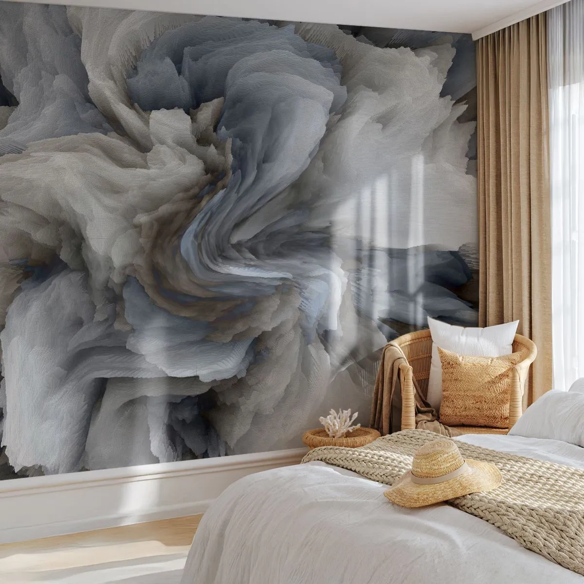 Fotobehang Standard Eco - Steen en bloem - 3D, Driedimensionaal, Deel - 400x280 cm