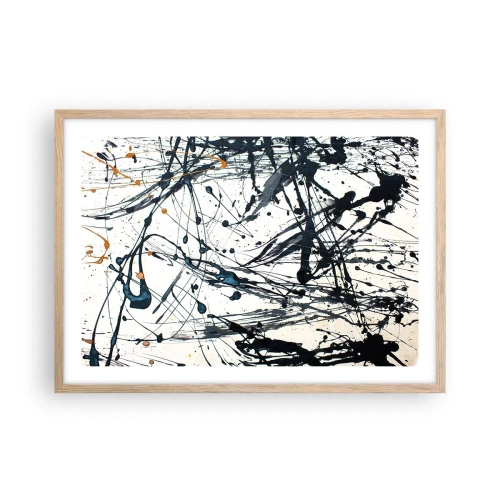 Een poster in een licht eiken lijst - Expressionistische abstractie - 70x50 cm