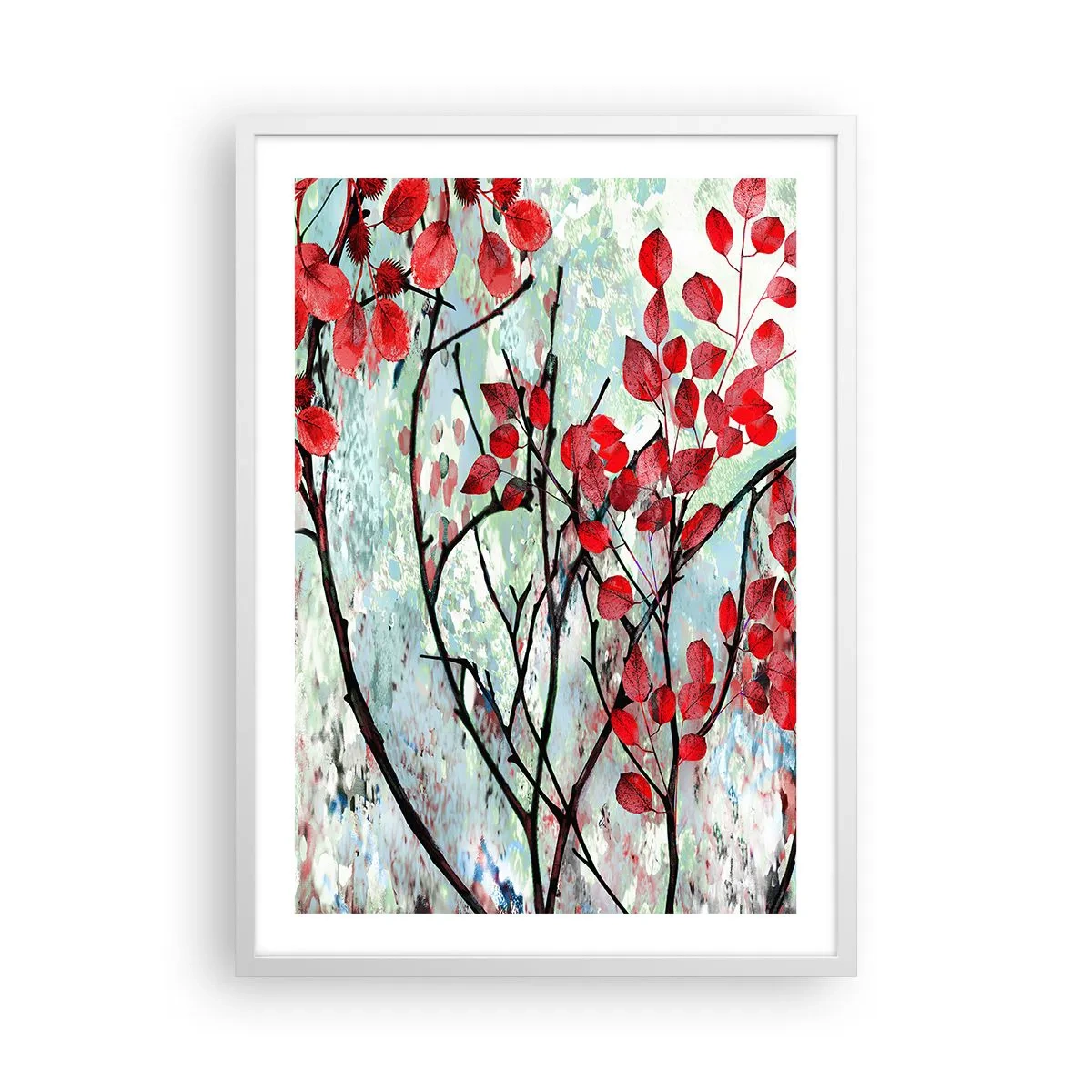 Poster in een witte lijst - Boom in scharlaken - 50x70 cm
