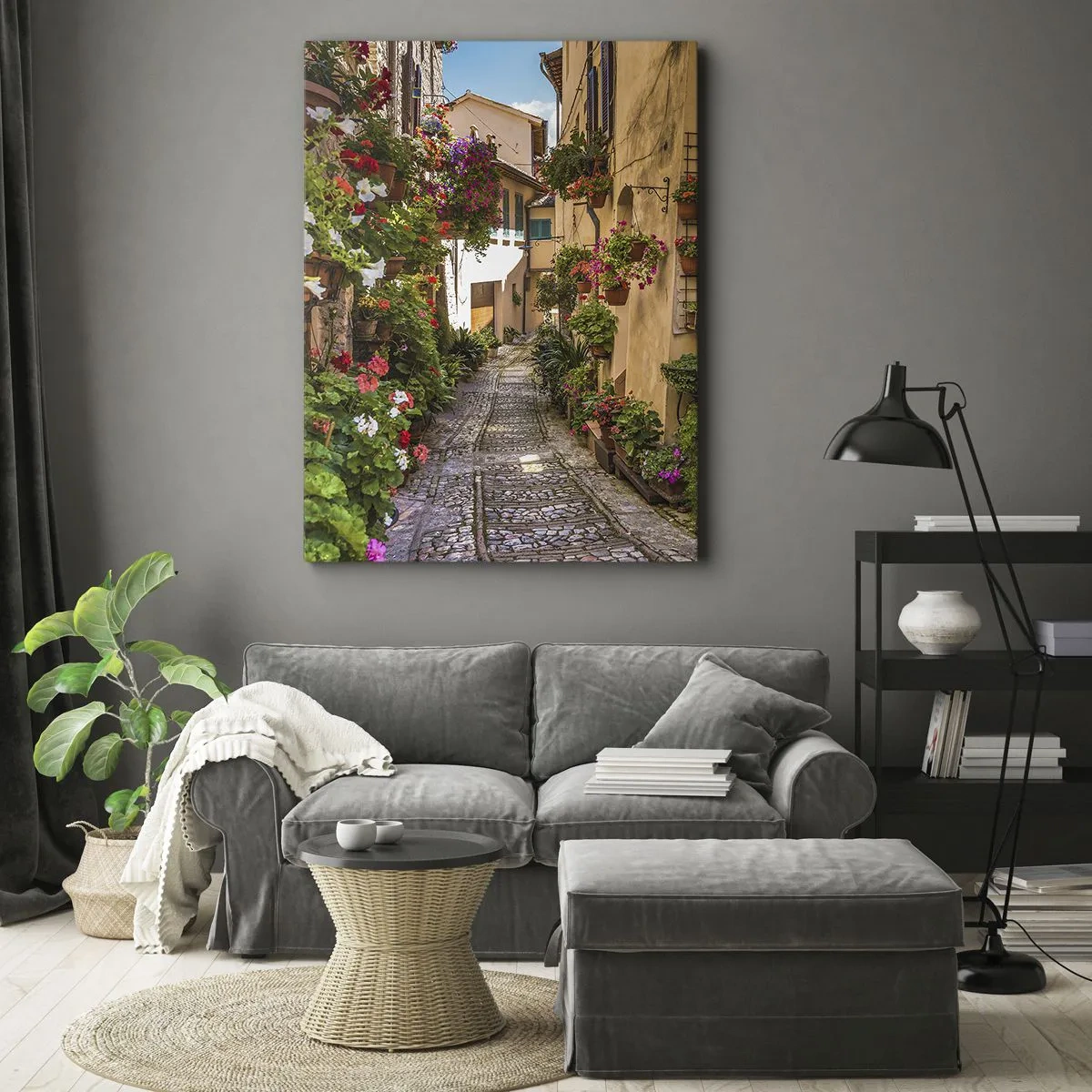 Schilderen op canvas - Italiaans zijstraatje - 65x120 cm