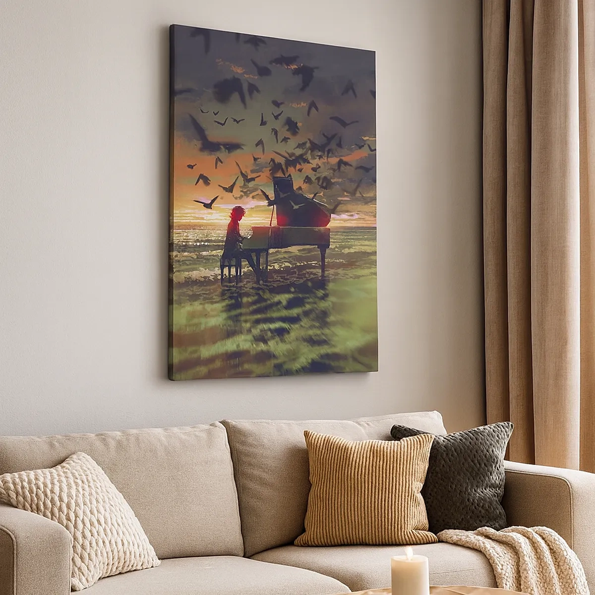 Schilderen op canvas - Concert voor piano en golven - 50x70 cm