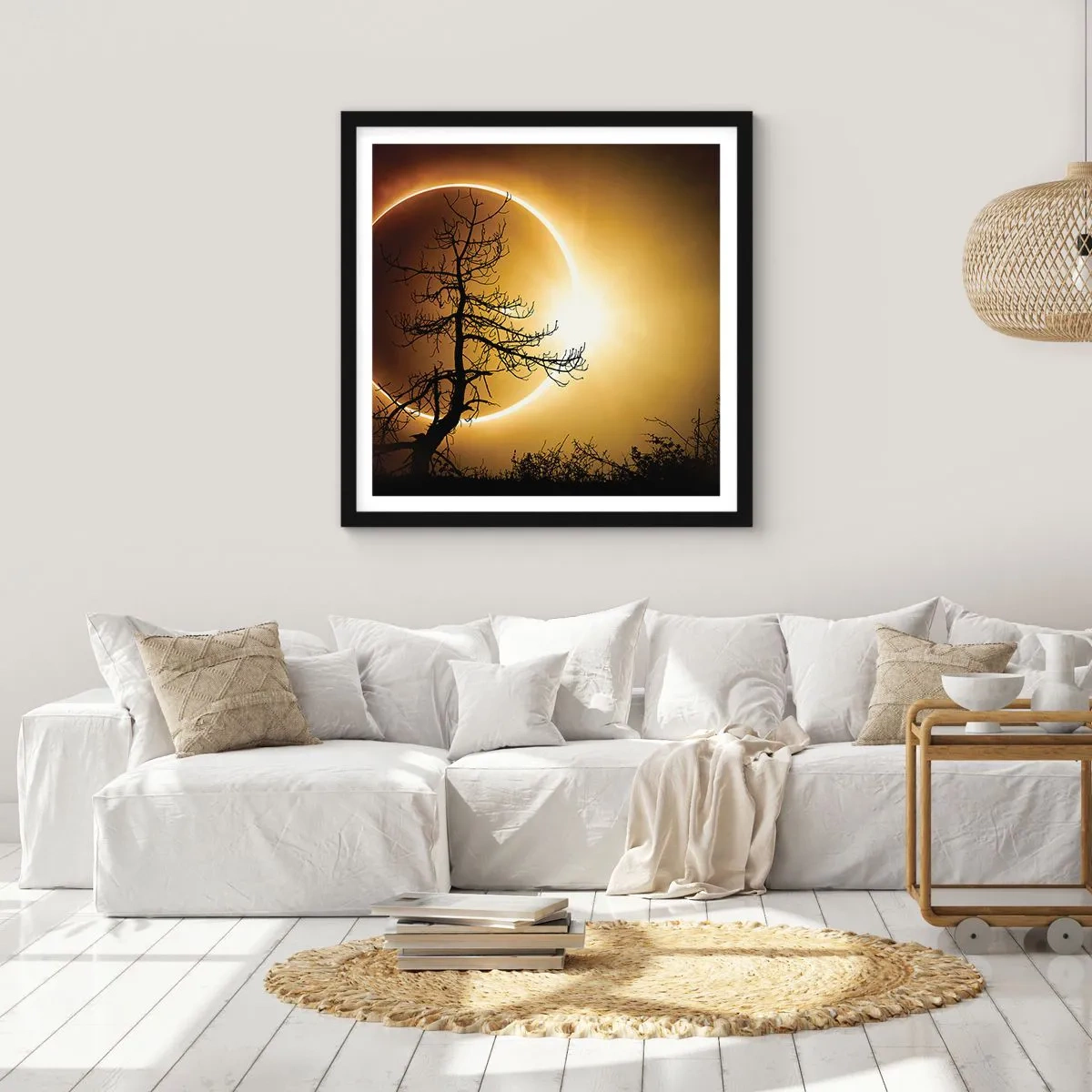 Poster in een zwarte lijst - Totale zonsverduistering - 60x60 cm