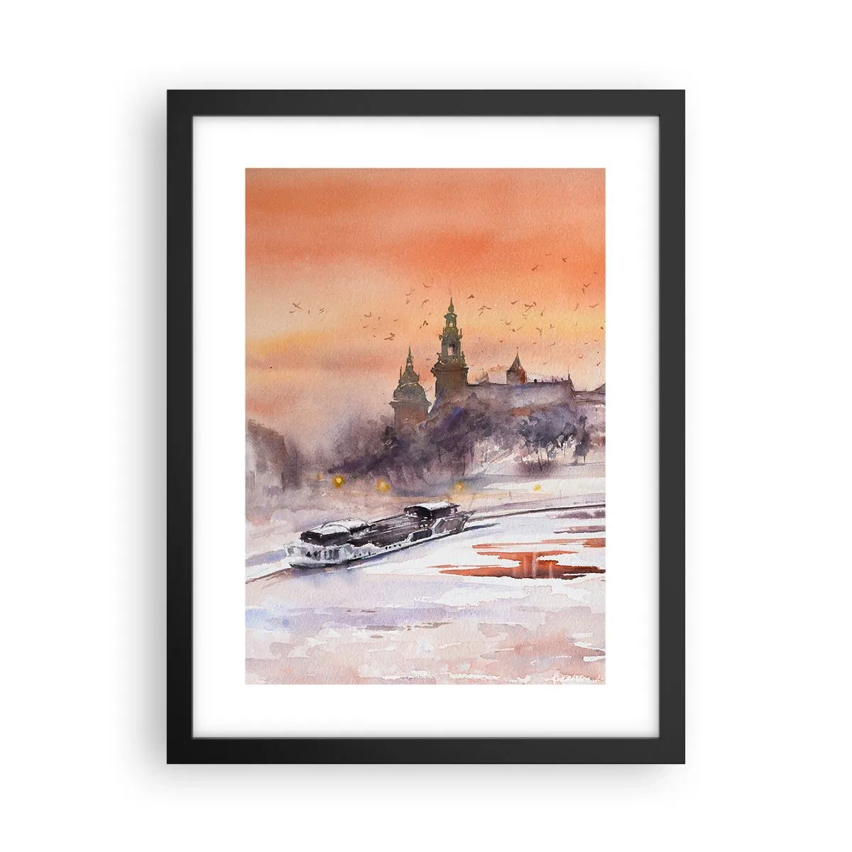 Poster in een zwarte lijst - Koninklijke zonsondergang - 30x40 cm