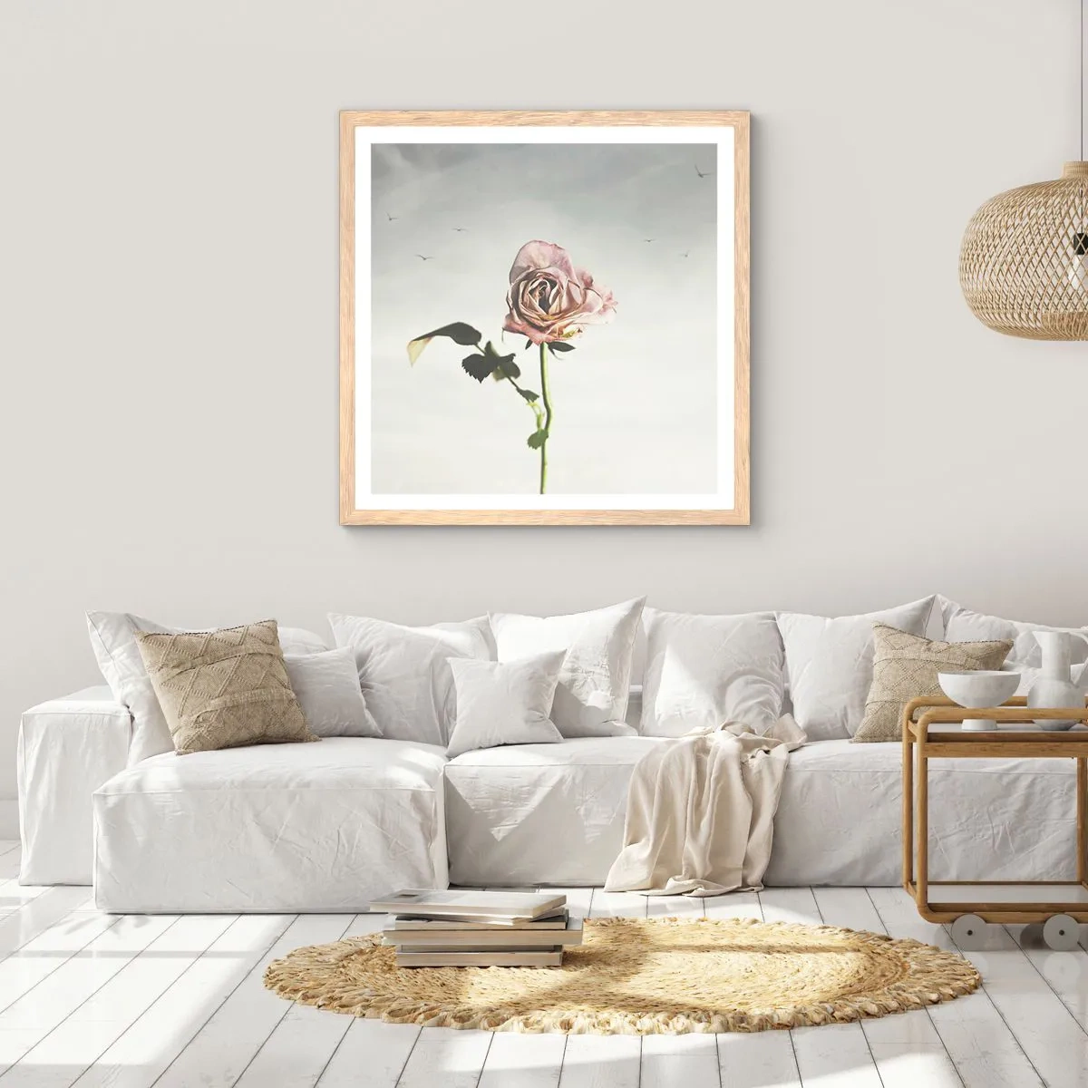 Een poster in een licht eiken lijst - Begroeting van de lente - 40x40 cm