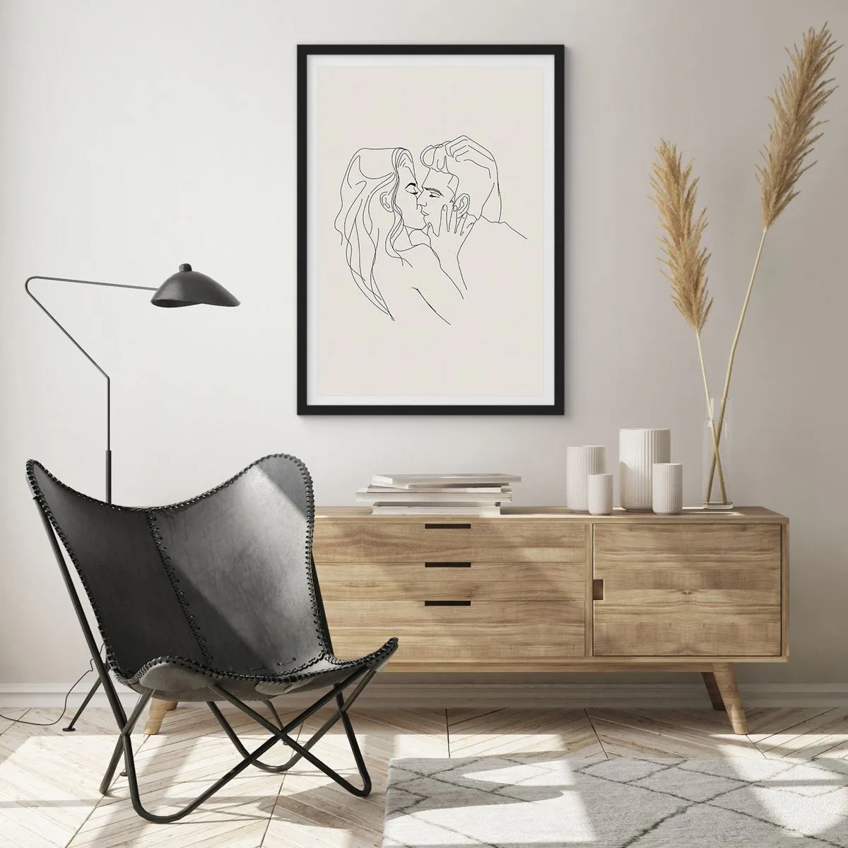 Poster in een zwarte lijst - Verstrikt in gevoel - 70x100 cm