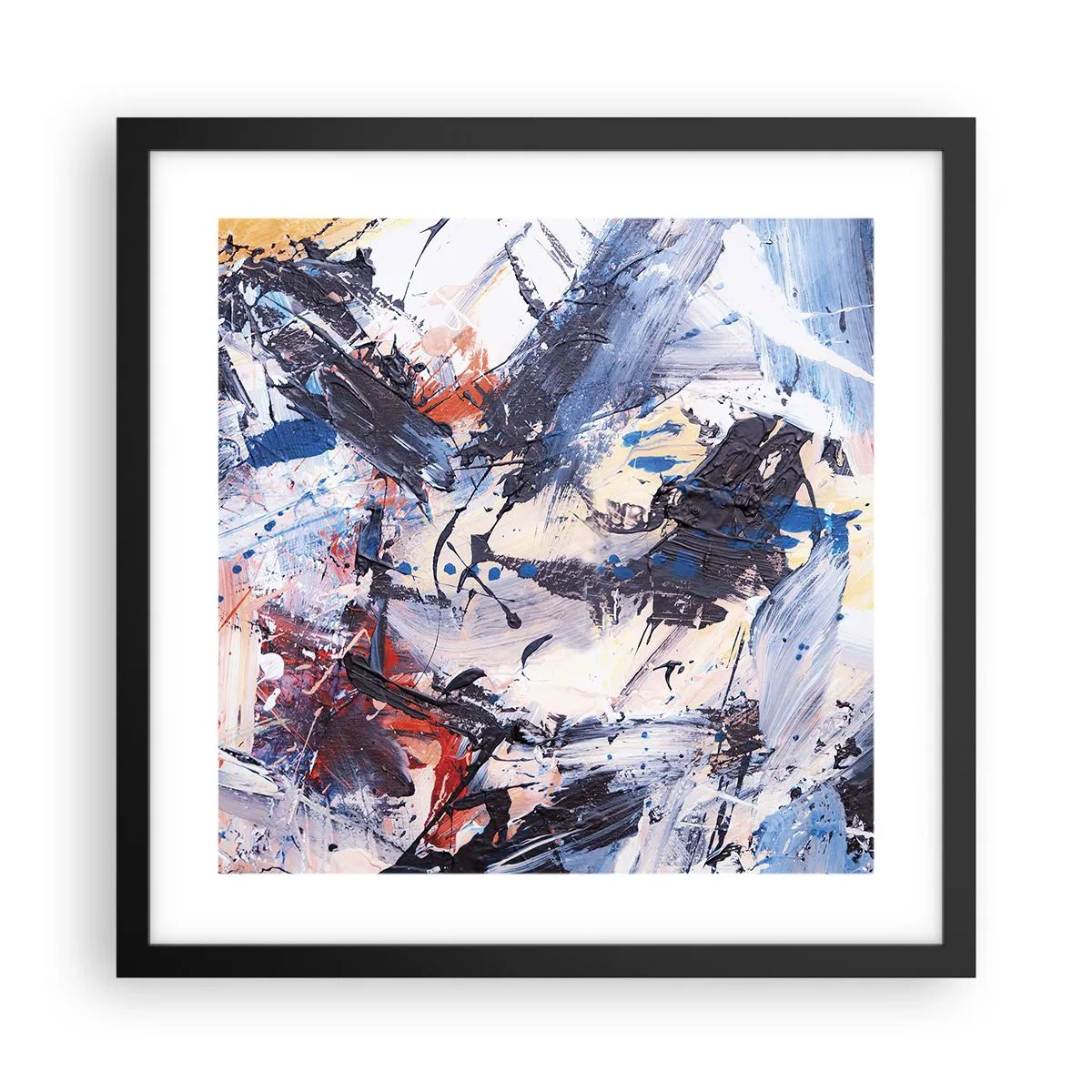 Poster in een zwarte lijst - Gekke dans van abstractie - 40x40 cm