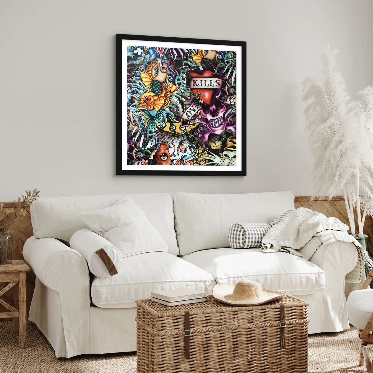 Poster in een zwarte lijst - De droom van de tatoeëerder - 30x30 cm