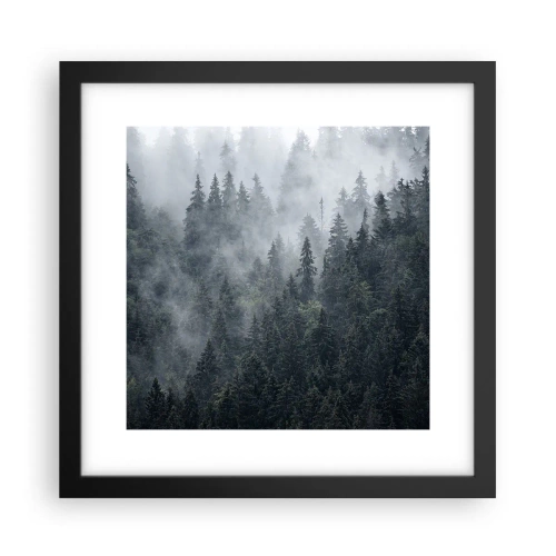 Poster in een zwarte lijst - Bos dageraad - 30x30 cm