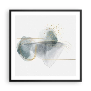 Poster in een zwarte lijst - Over de relatie tussen grijs en goud - 60x60 cm