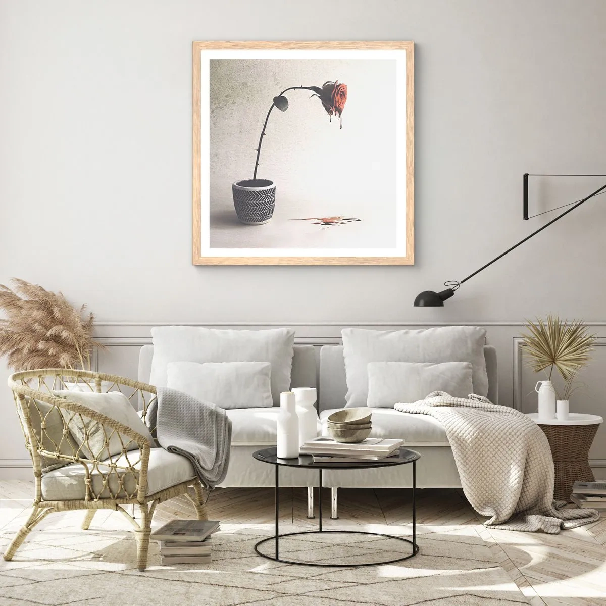 Een poster in een licht eiken lijst - Rosa dolorosa - 30x30 cm