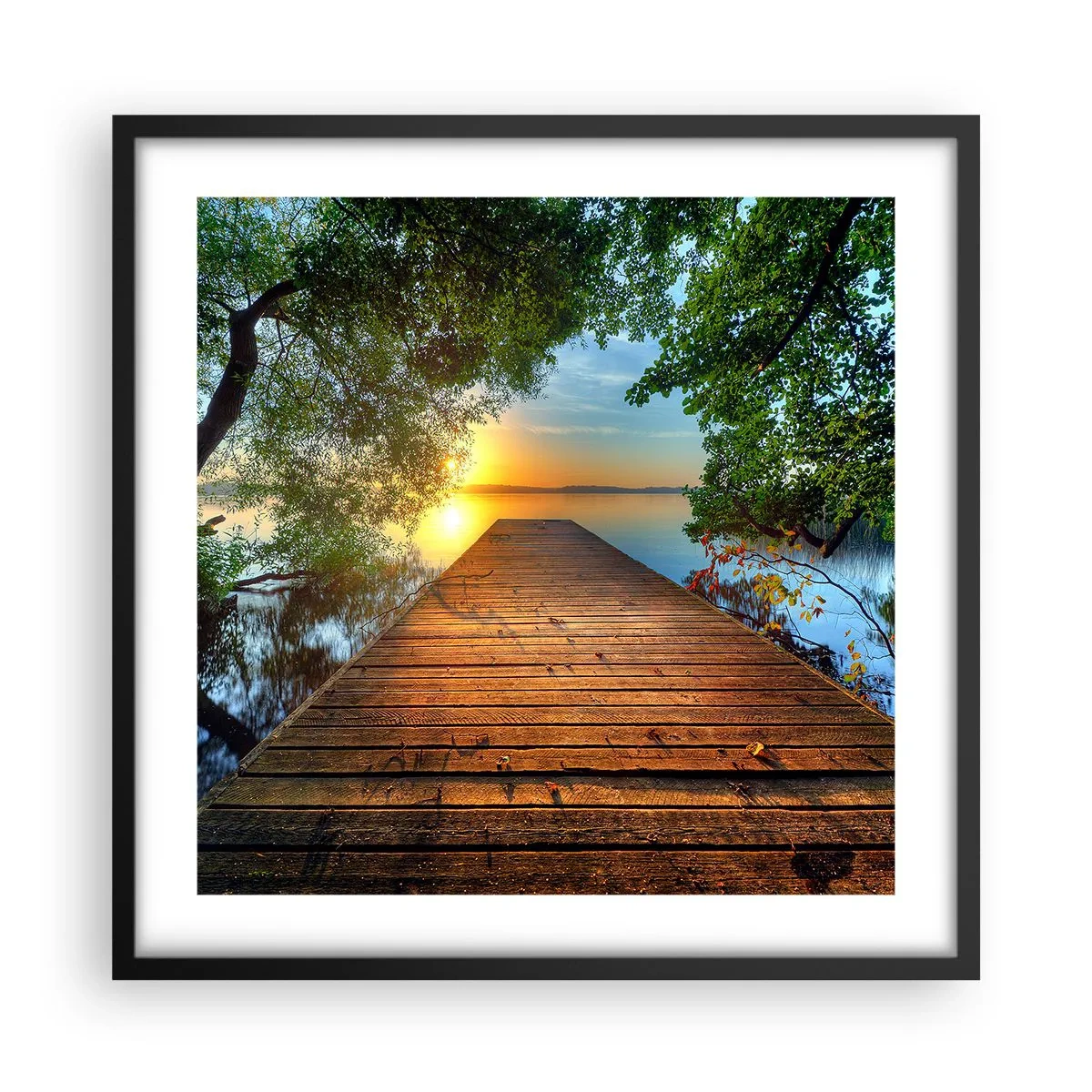 Poster in een zwarte lijst - Neem de tijd, ga zitten - 50x50 cm