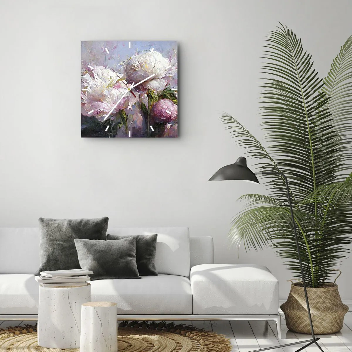 Wandklok - Klok - Een boeket vol leven - 40x40 cm