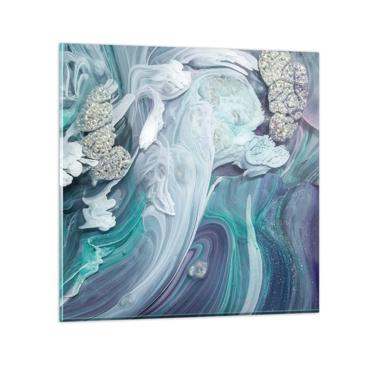 Schilderen op glas - Stromingen van hemelsblauw - 30x30 cm