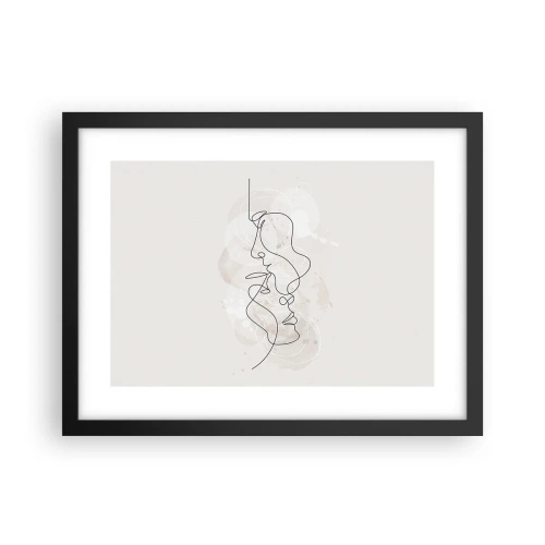 Poster in een zwarte lijst - Verstrikt in een omhelzing - 40x30 cm