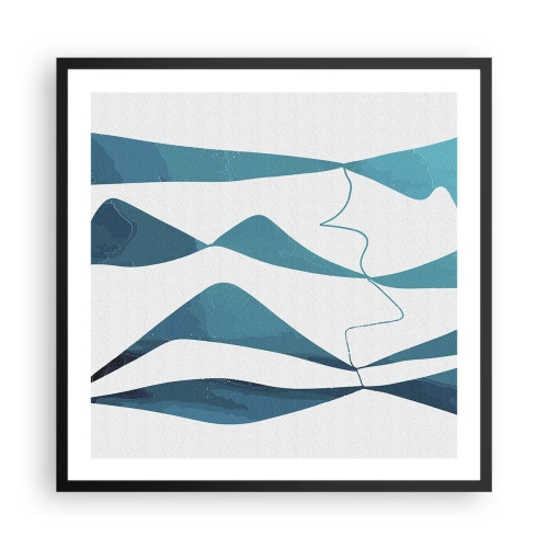 Poster in een zwarte lijst - Abstractie: turquoise verbinding - 60x60 cm