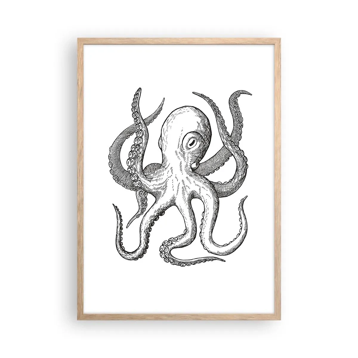 Een poster in een licht eiken lijst - Dansend met de golven - 50x70 cm