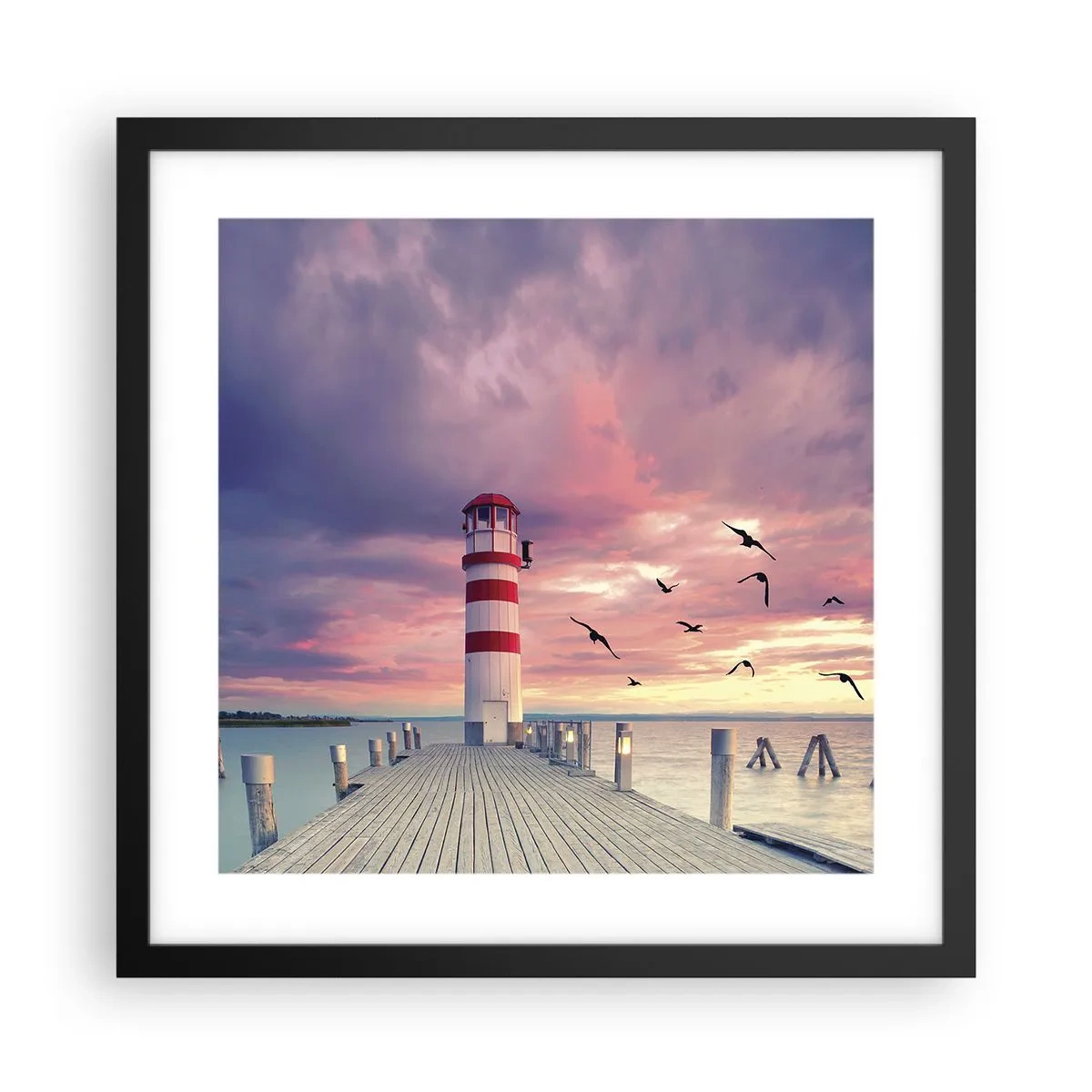 Poster in een zwarte lijst - Het is tijd naar de haven te gaan - 40x40 cm