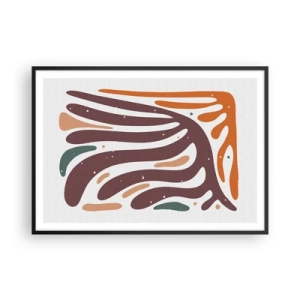 Poster in een zwarte lijst - Stralende organische compositie - 100x70 cm