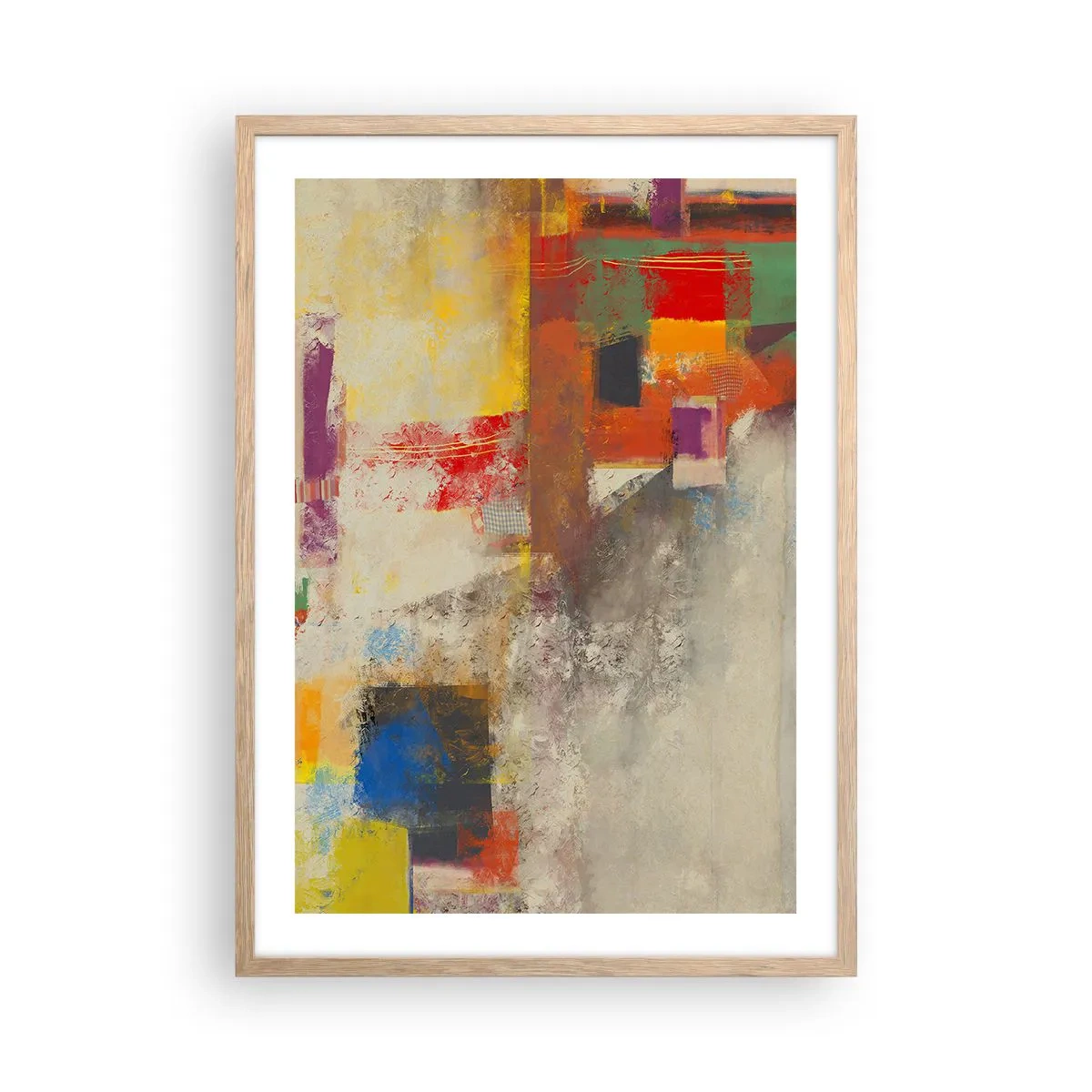 Een poster in een licht eiken lijst - Kleur geometrie - 50x70 cm