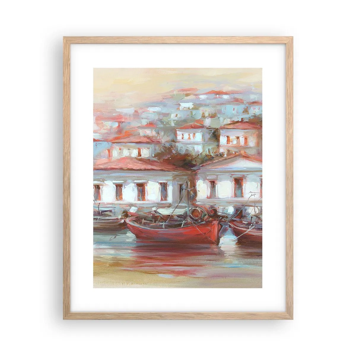 Een poster in een licht eiken lijst - Gelukkige stad - 40x50 cm