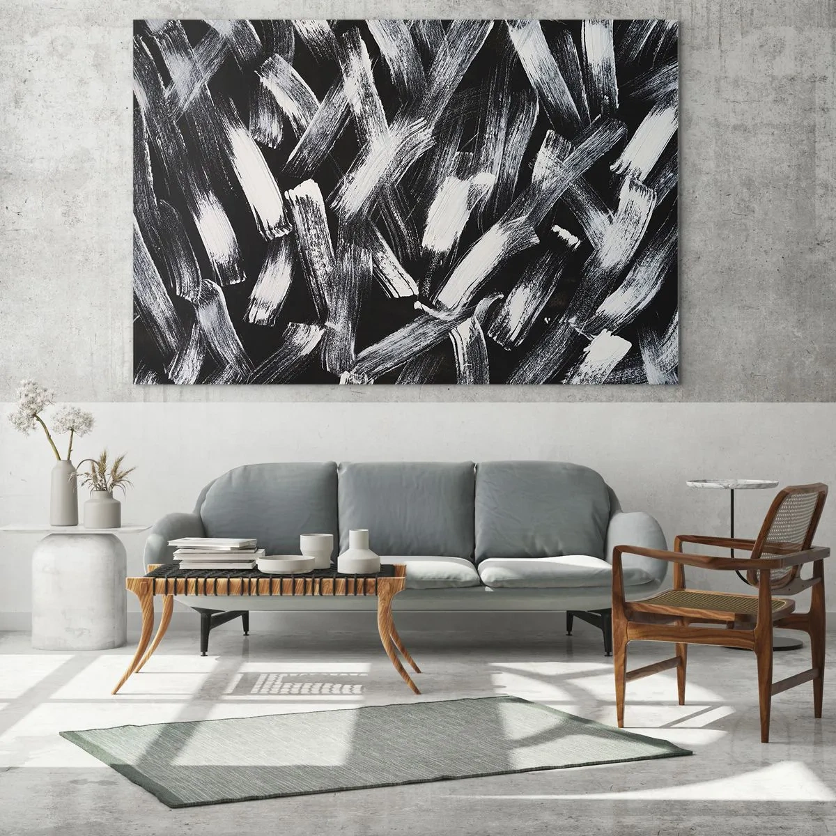 Schilderen op glas - Abstractie in de industriële spirit - 100x70 cm