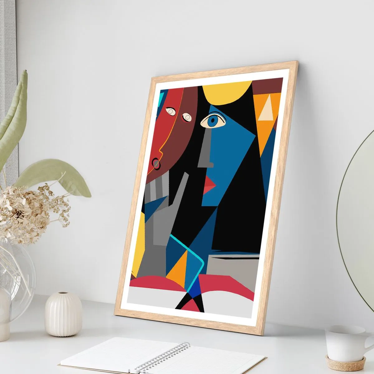 Een poster in een licht eiken lijst - Een gesprek tussen kubisten - 50x70 cm