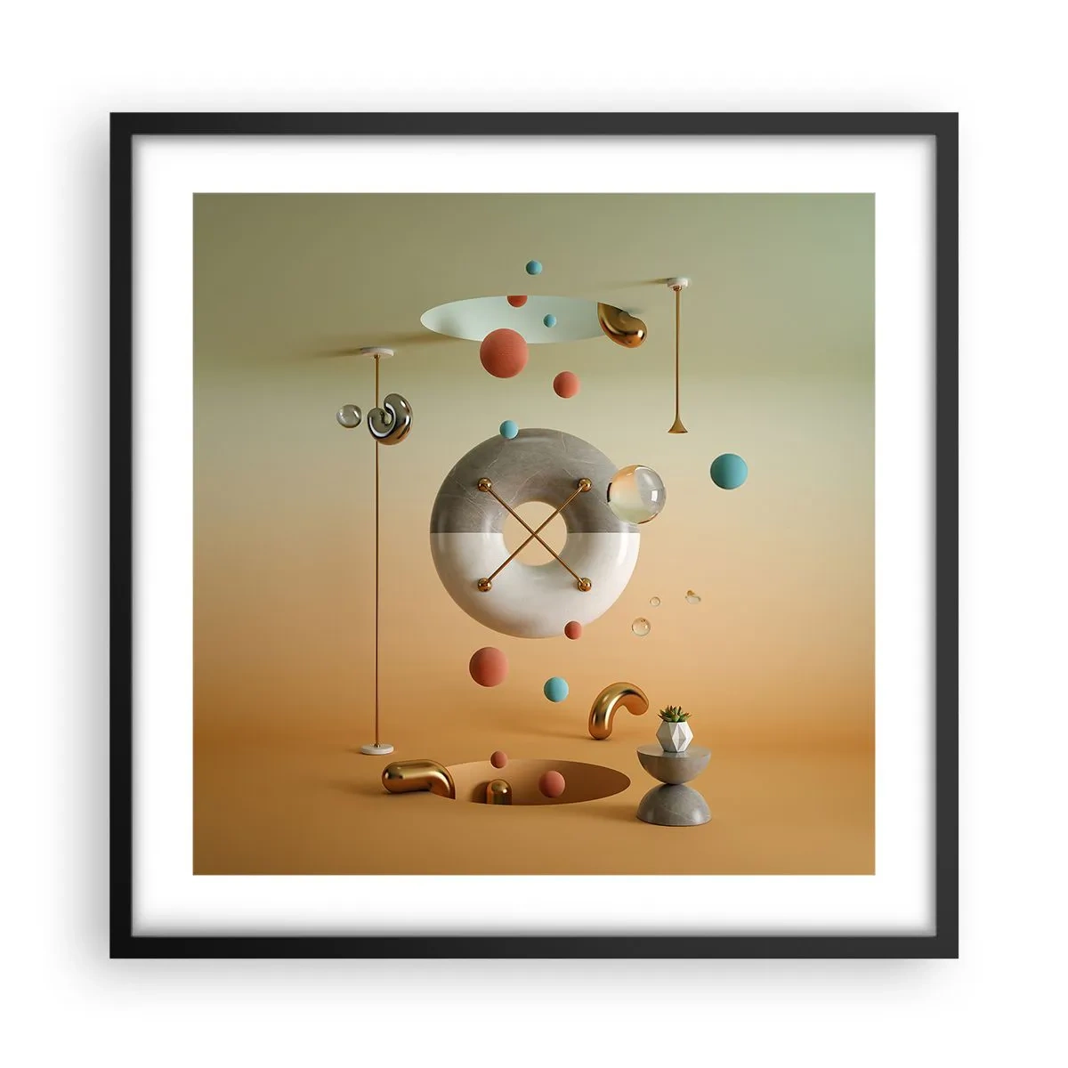 Poster in een zwarte lijst - Er kan van alles gebeuren - 50x50 cm