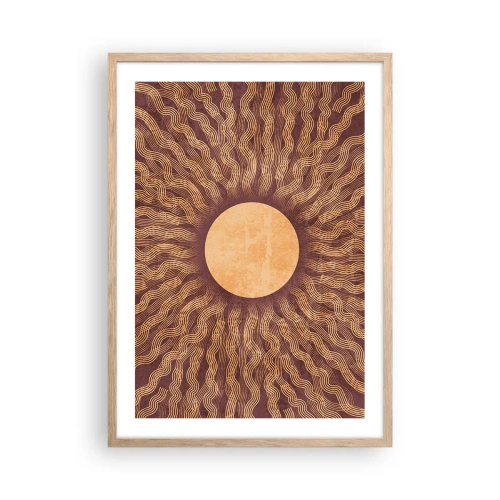 Een poster in een licht eiken lijst - Zon icoon - 50x70 cm