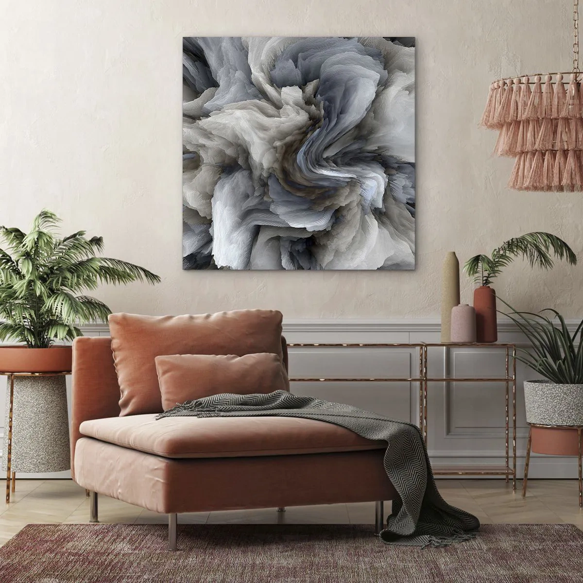 Schilderen op canvas - Steen en bloem - 60x60 cm