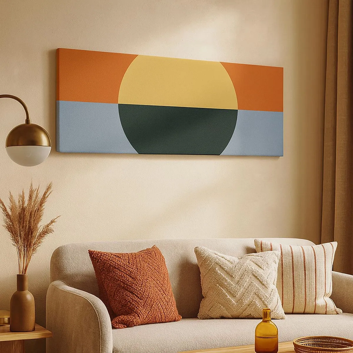 Schilderen op canvas - Een compositie van warmte en koelte - 100x40 cm