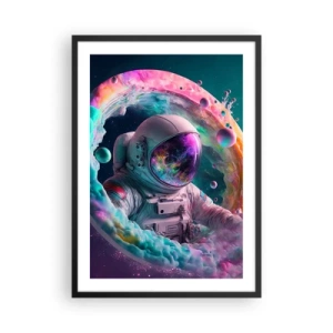 Poster in een zwarte lijst - Astronaut in een ruimteomgeving vol kleurrijke nevels - 50x70cm - Sterrenpoort - Moderne wanddecoratie voor woonkamer en slaapkamer ARTTOR