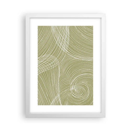 Poster in een witte lijst - Ingewikkelde abstractie in wit - 30x40 cm
