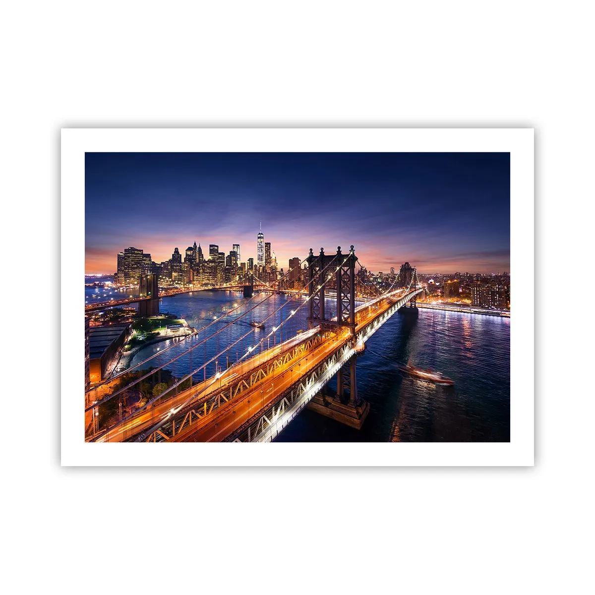Poster - Een stralende brug naar het hart van de stad - 70x50 cm