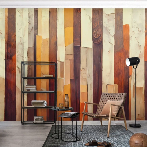 Fotobehang Premium Canvas - Anthem van de bosbomen - Deel, Abstractie, Riemen - 400x280 cm
