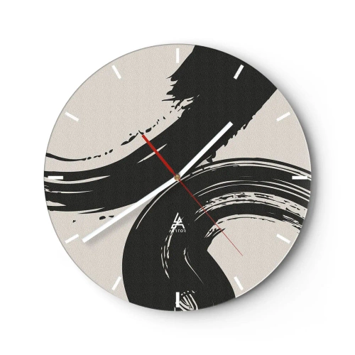 Wandklok - Klok - Zwarte vegende strepen op een lichte achtergrond - 30x30cm - Vegend en cirkevormig - Moderne wanddecoratie voor woonkamer, keuken en slaapkamer ARTTOR