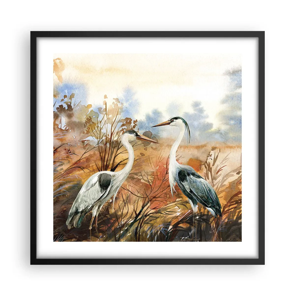 Poster in een zwarte lijst - Waarheen in de herfst? - 50x50 cm