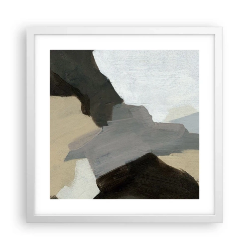 Poster in een witte lijst - Abstractie: het kruispunt van grijs - 40x40 cm