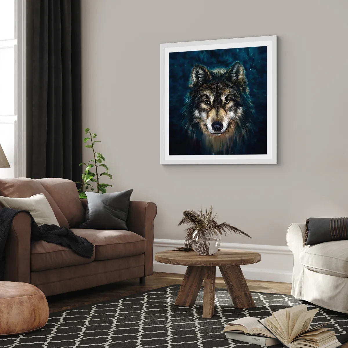 Poster in een witte lijst - Alfa? en omega - 40x40 cm