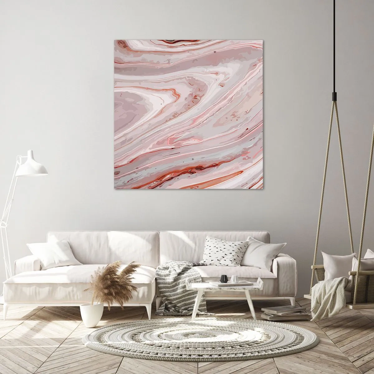 Schilderen op canvas - Roze vloeistof - 50x50 cm