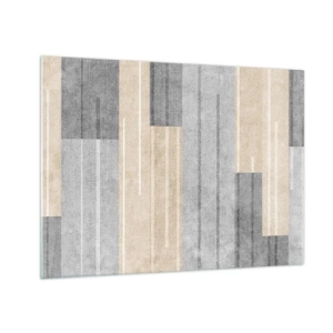Schilderen op glas - Geometrische strepen in tinten grijs en beige - 70x50cm - Compositie: houd verticaal - Moderne wanddecoratie voor woonkamer en slaapkamer ARTTOR