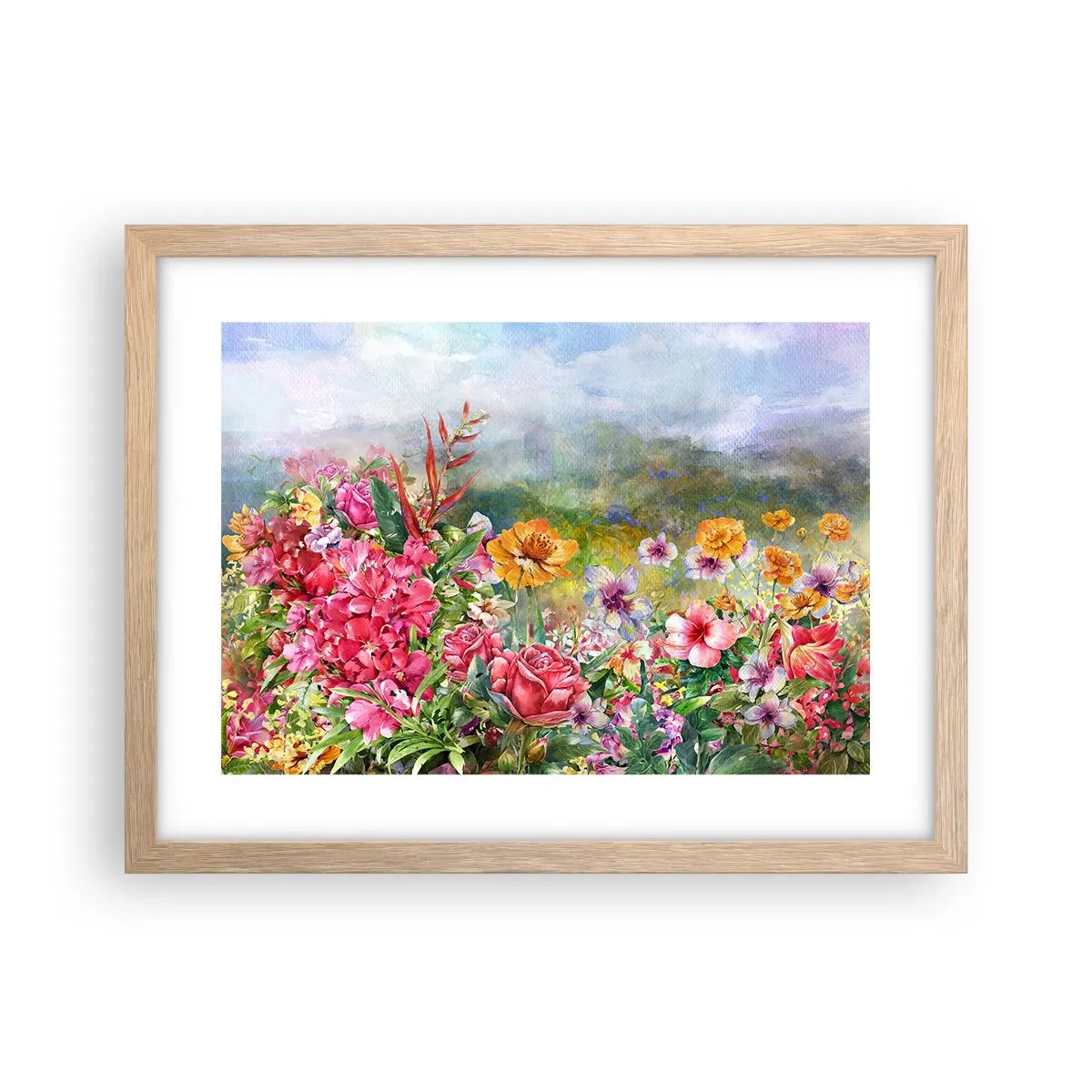 Een poster in een licht eiken lijst - Een tuin die gek is geworden - 40x30 cm