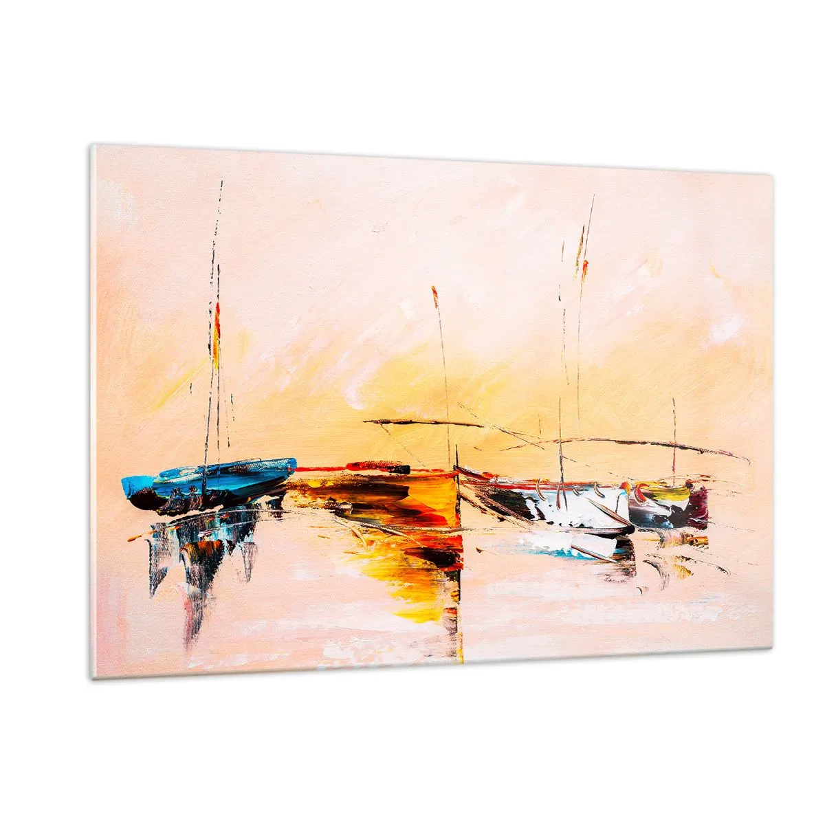 Schilderen op glas - Avond in de jachthaven - 120x80 cm