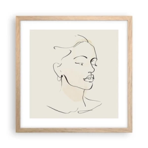 Een poster in een licht eiken lijst - Een bepaalde lijn - 40x40 cm