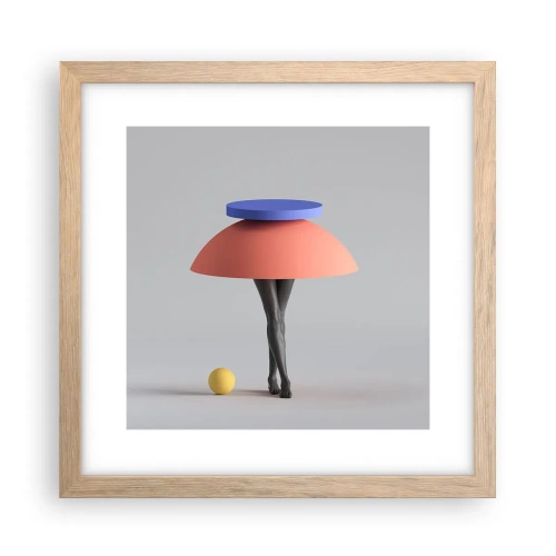 Een poster in een licht eiken lijst - Surrealistische compositie - 30x30 cm
