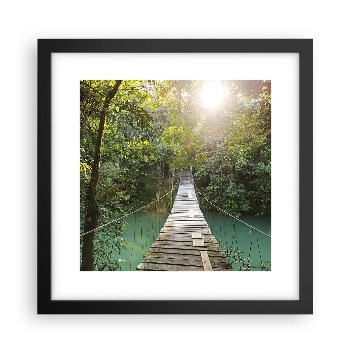 Poster in een zwarte lijst - Over het azuurblauwe water naar het azuurblauwe woud - 30x30 cm