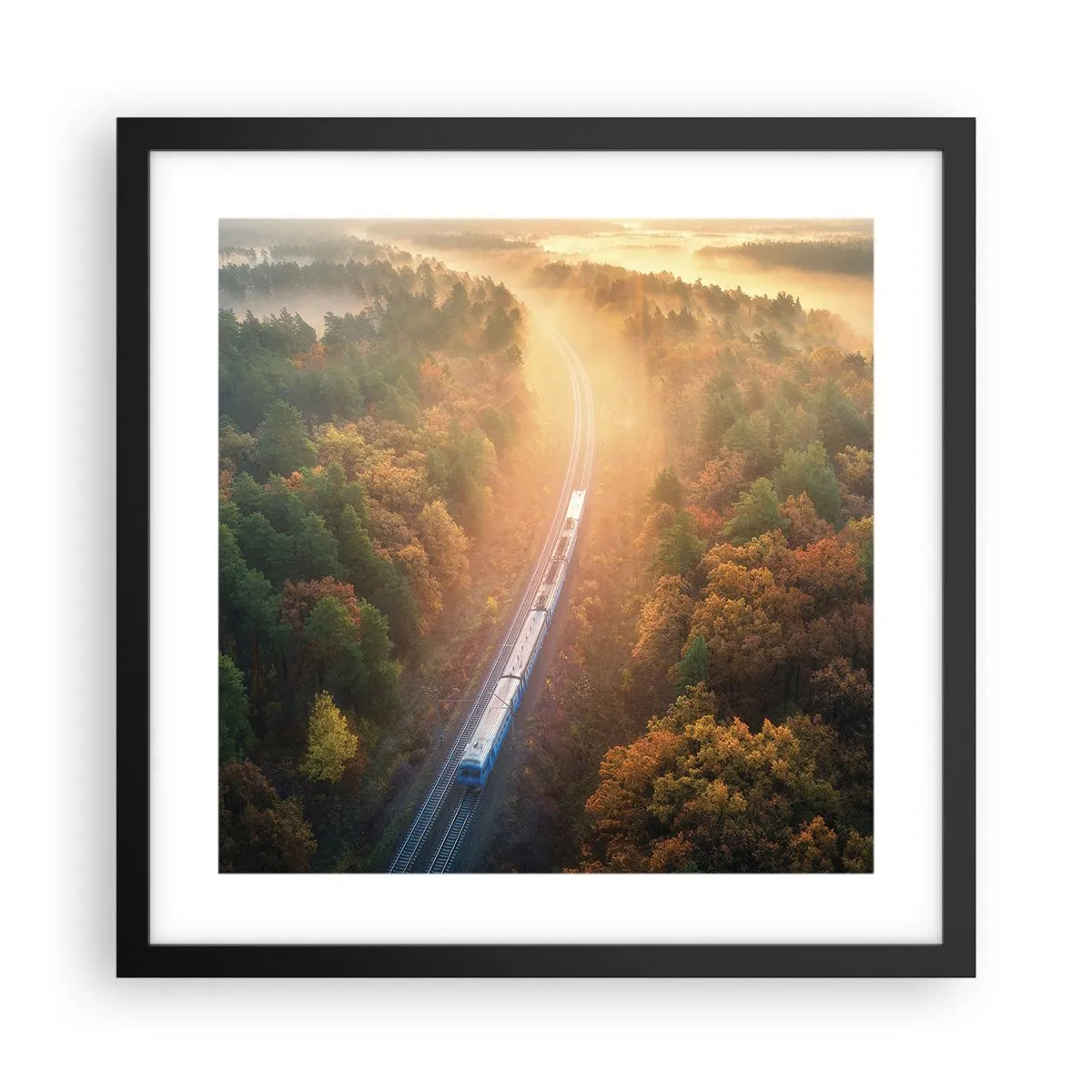 Poster in een zwarte lijst - Herfst reis - 40x40 cm