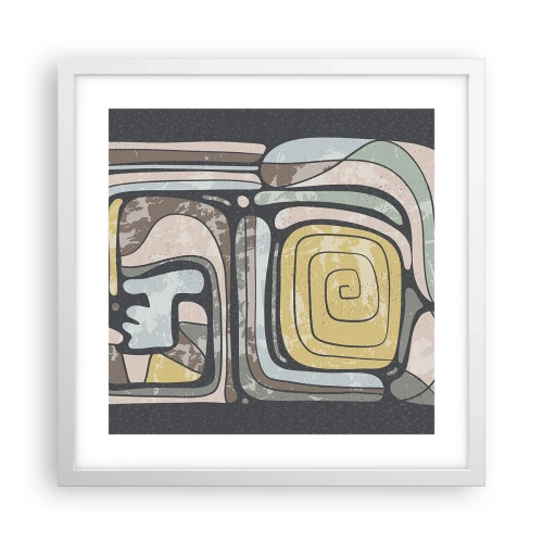 Poster in een witte lijst - Abstractie in de precolumbiaanse geest - 40x40 cm
