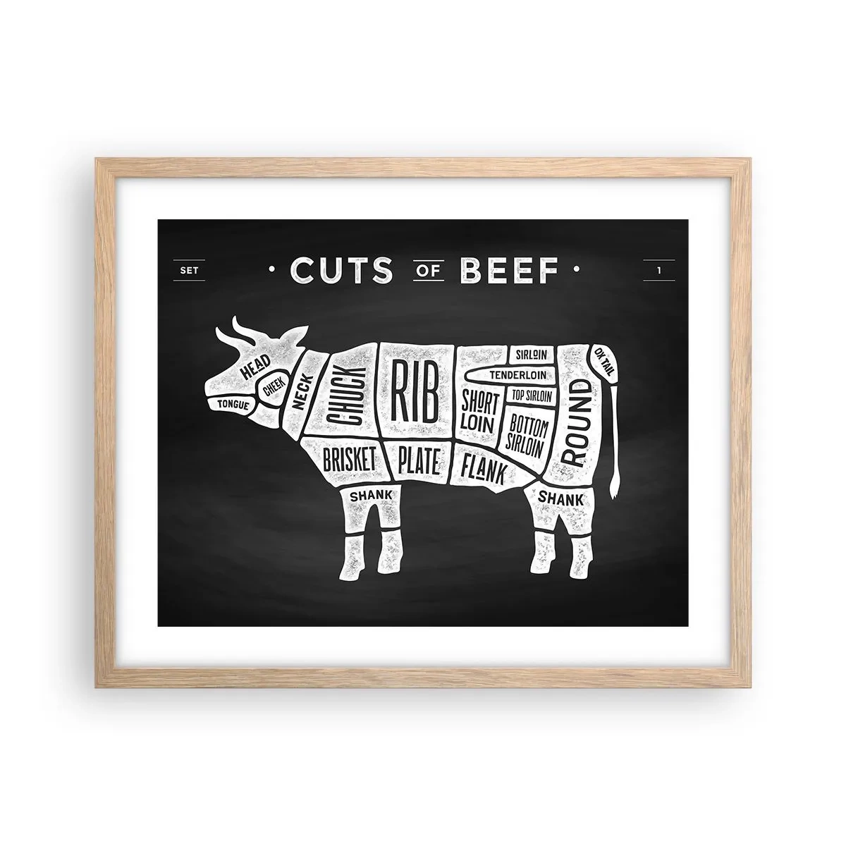 Een poster in een licht eiken lijst - Slagers ABC - 50x40 cm